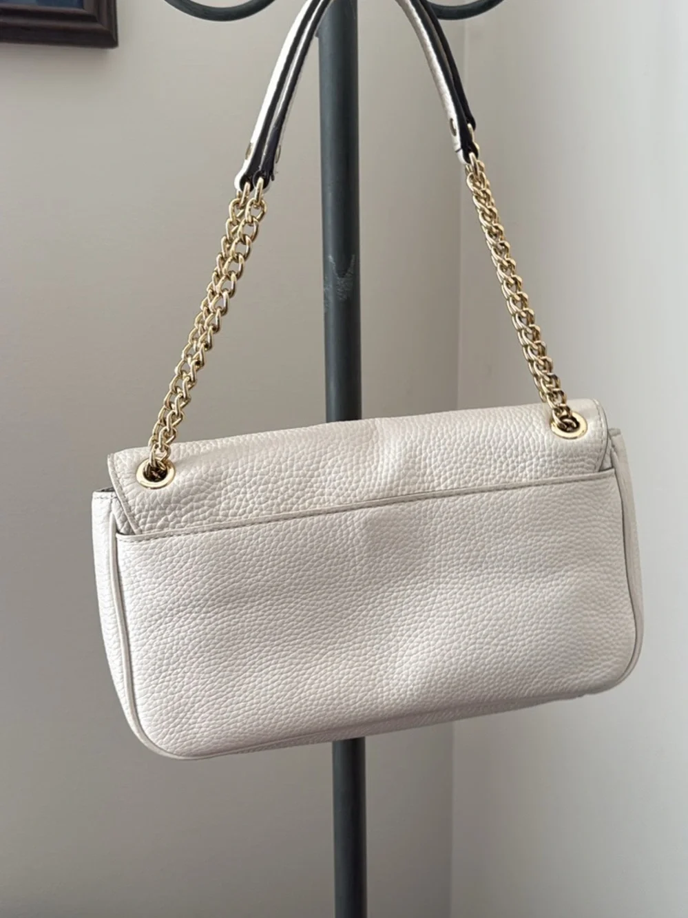 Michael Kors Pearl Cream Pebbled Leather Shoulder Bag with Gold Hardware